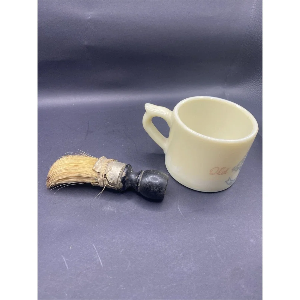 VTG Old Spice Shaving Mug Glass Shulton & Boar Bristle Brush
